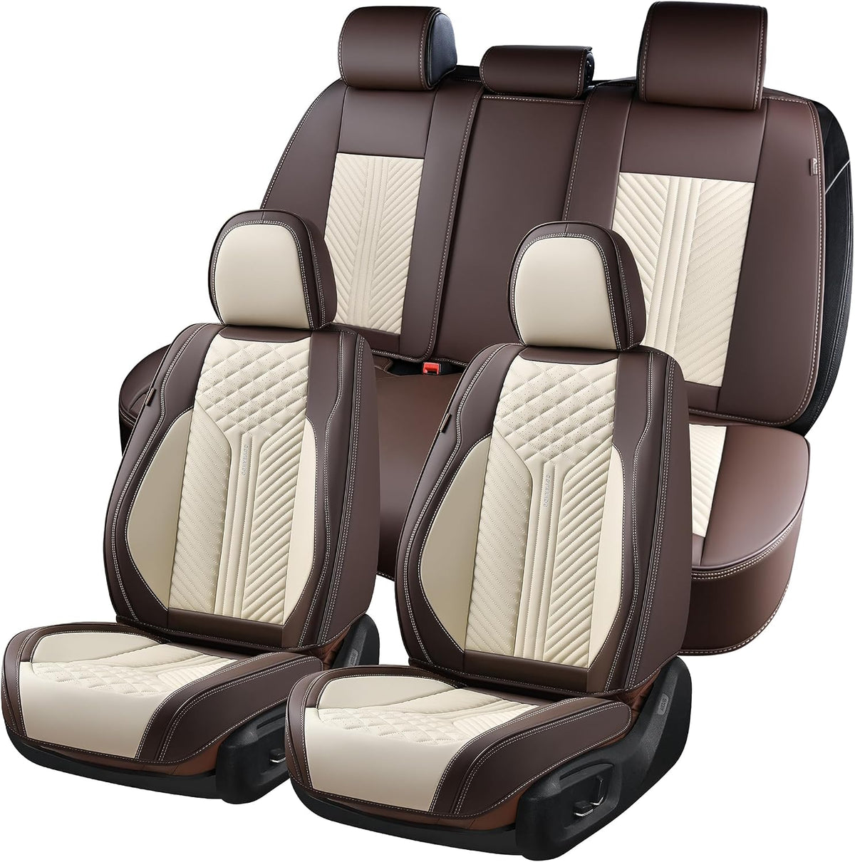 Elevate Your Ride with Coverado Winter Car Seat Covers - Stylish Blue Faux Leather, 2-Piece Front Seat Protection Set