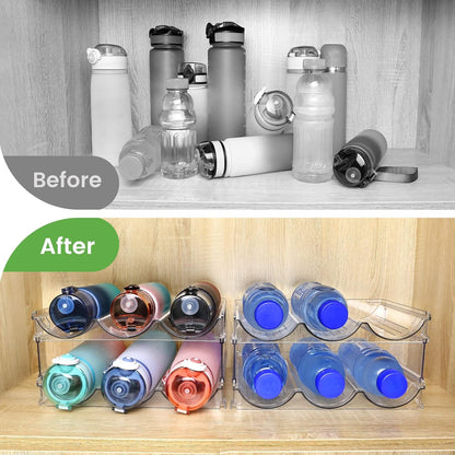 Transform Your Space with the Ultimate 2-Pack Cabinet Water Bottle Organizer - Stackable Storage Solution for Effortless Hydration Management