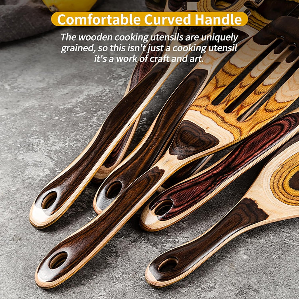 Elevate Your Cooking Experience with Our 7-Piece Eco-Friendly Brown Pakkawood Utensils Set – Perfect for Every Kitchen!