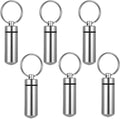6-Pack Silver Cylinder Urn Keychains for Ashes - Waterproof Memorial Vials for Human or Pet Cremation Ashes, Hair, and Small Keepsakes with Secure Screw-Top Design