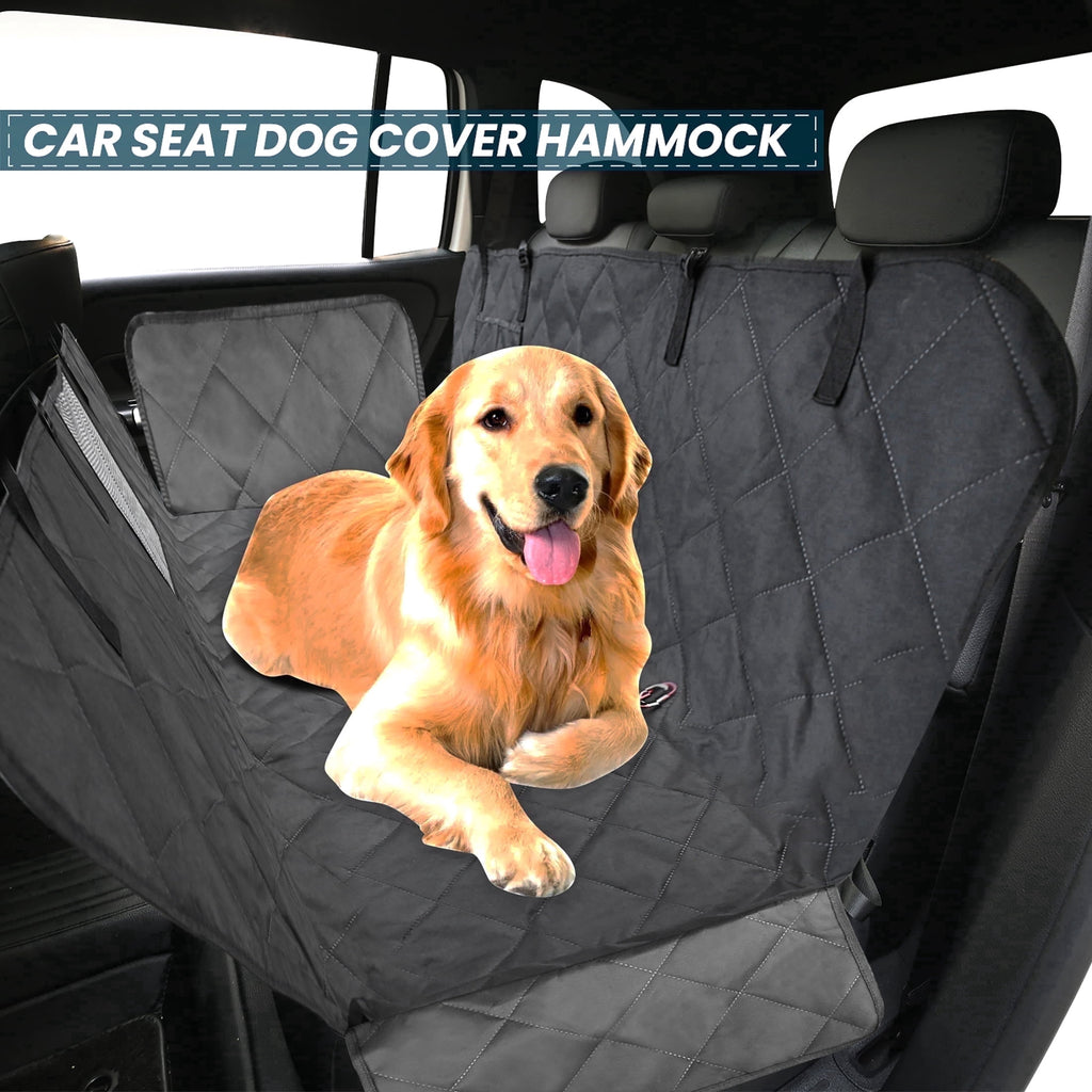 Ultimate Waterproof Hammock Car Seat Cover for Pets - Black Dog Protector Mat for Back Seat Travel
