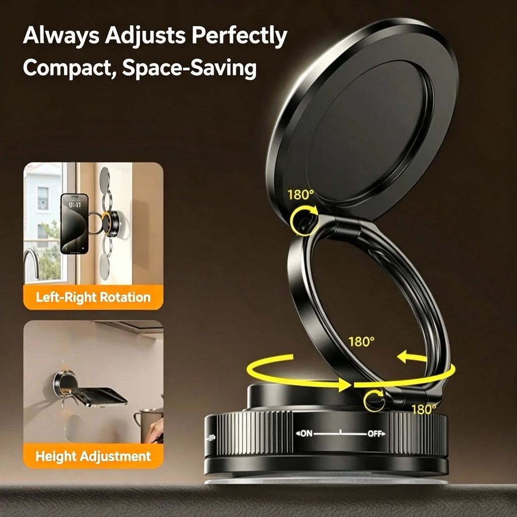 Revolutionary Magnetic Suction Cup Phone Mount - 360° Adjustable, Pocket-Sized, and Foldable for Ultimate Convenience!