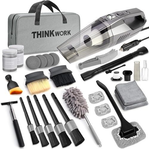 Professional Car Cleaning Kit with High-Power Vacuum and 31 Detailing Accessories