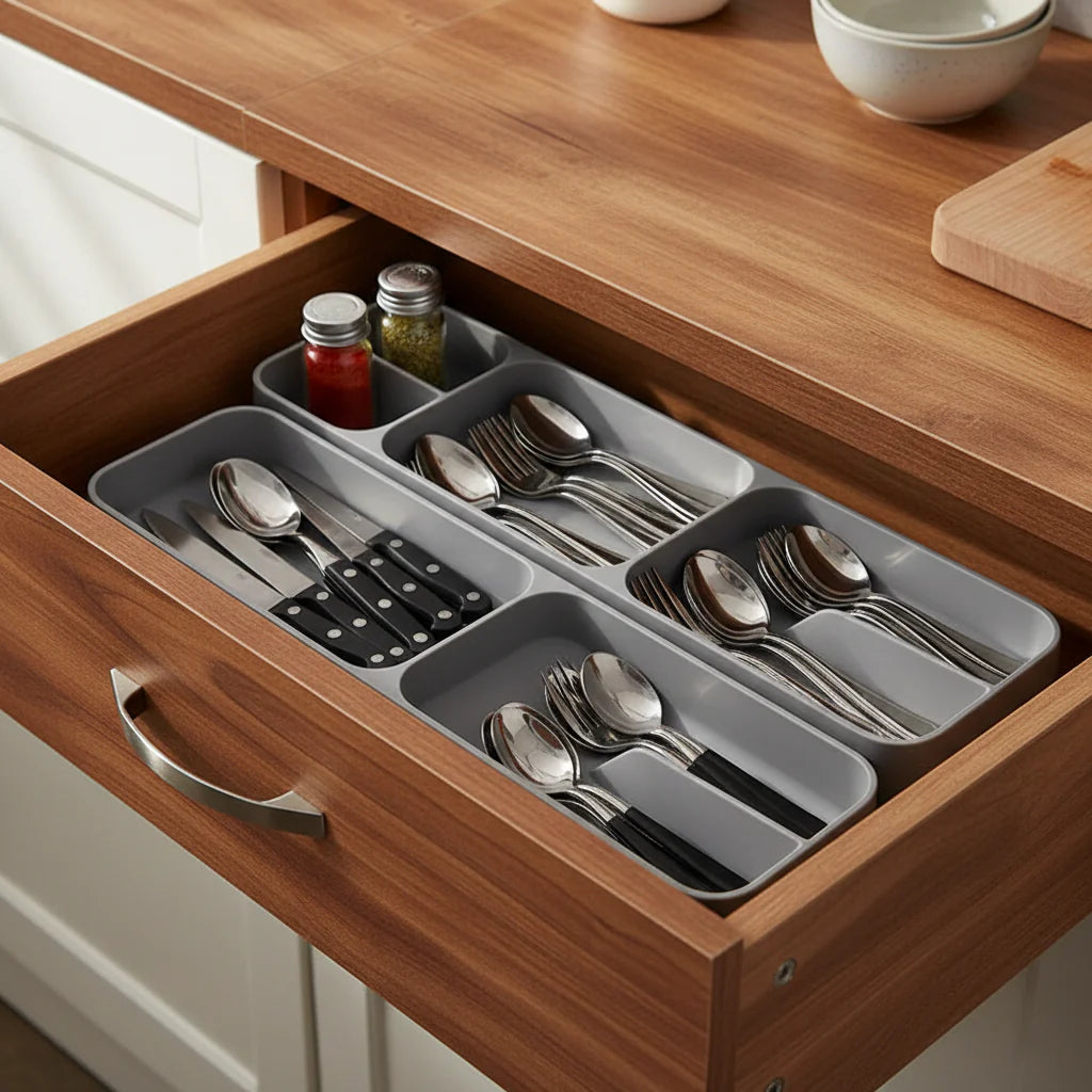 Kitchen Drawer Organizer for Cutlery Kitchen Knife Spice Storage Tray