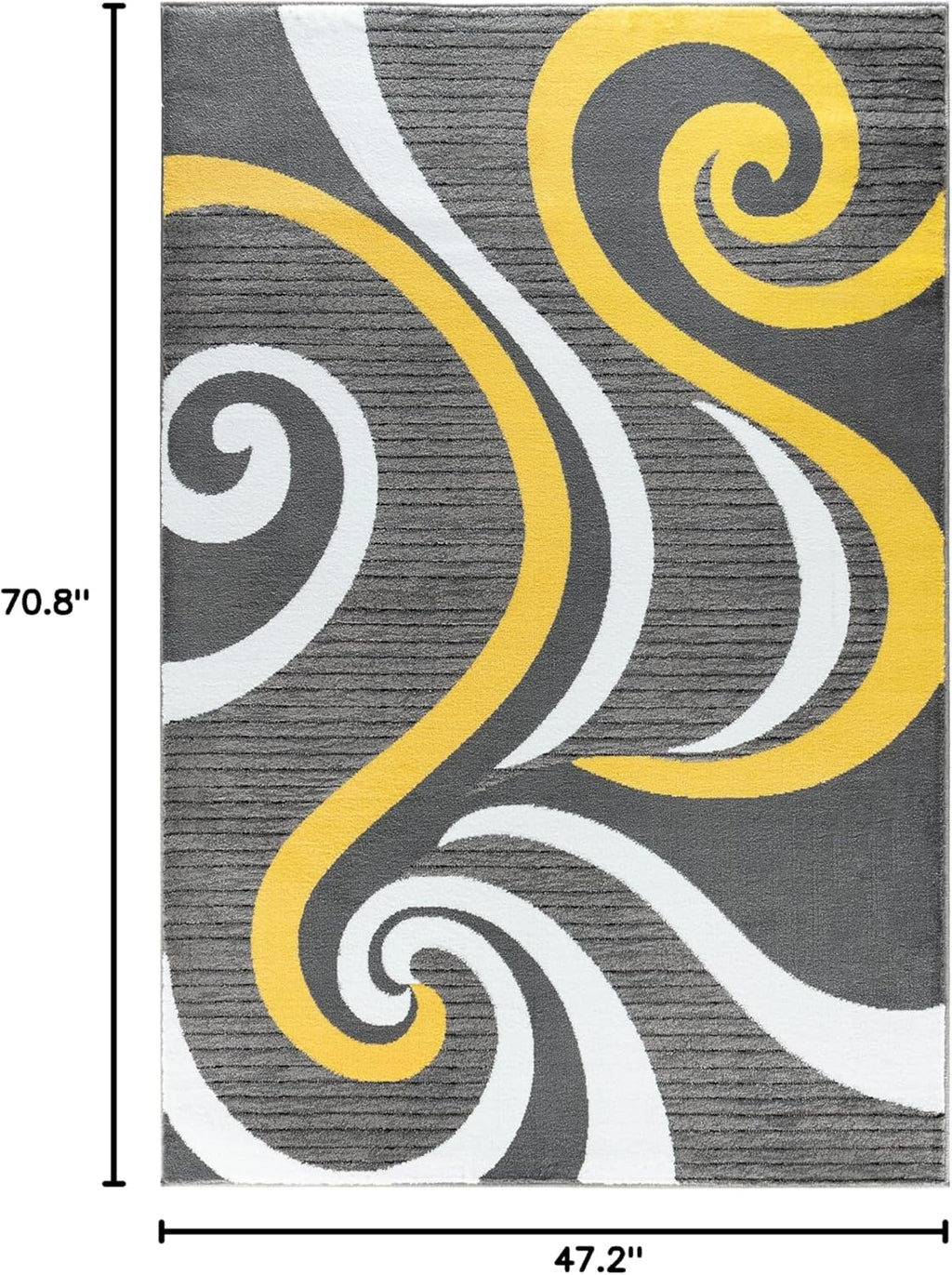 Sevilla Collection 4817A Modern Area Rug with Swirl Design, Yellow, 4' x 6' for Bedroom, Living Room, and Dining Area