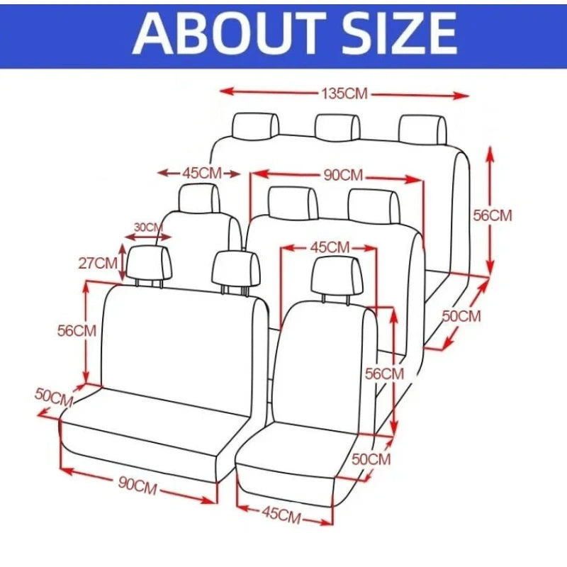 High-Quality Dirt-Resistant Seat Covers for 9-Seater Buses - Available in Multiple Colors