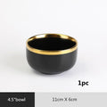 Elevate Your Dining Experience with the Luxurious Gilt Rim Black Porcelain Dinnerware Set - Perfect for Rice, Salads, Noodles, and More!