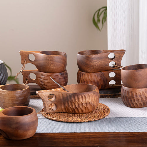 Elegant Japanese Rubber Wood Milk Cup - Perfect for Home Use