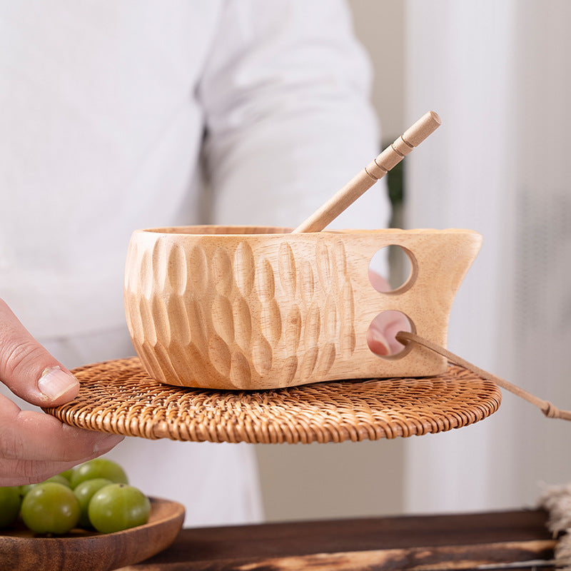 Elegant Japanese Rubber Wood Milk Cup - Perfect for Home Use
