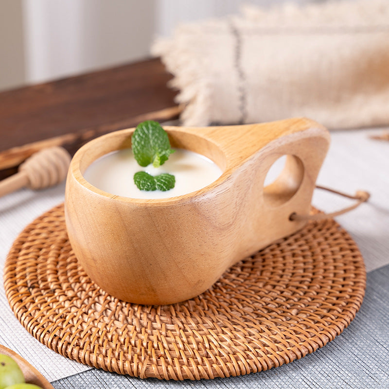 Elegant Japanese Rubber Wood Milk Cup - Perfect for Home Use