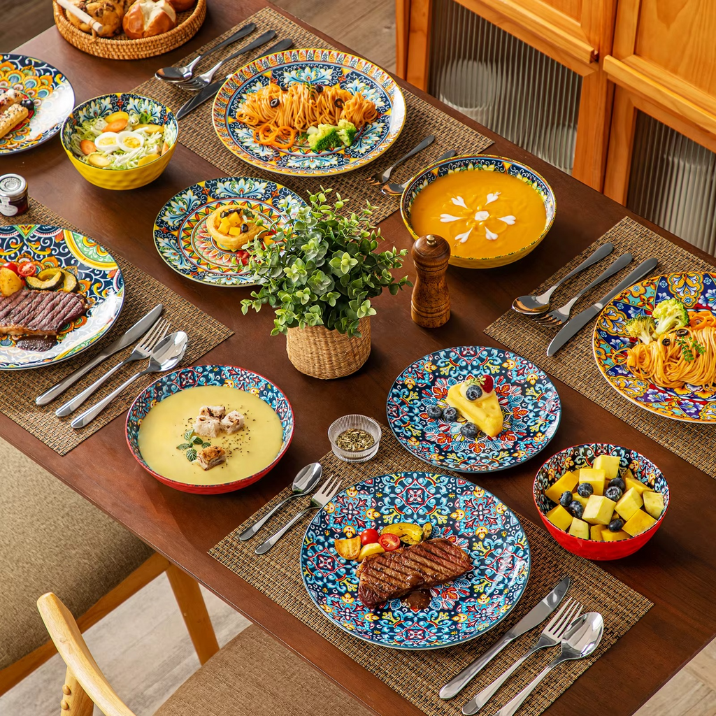 Elevate Your Dining Experience with the Vancasso Bohemian Ceramic Dinnerware Set – 12/16/18/24 Piece Options for Stylish Meals