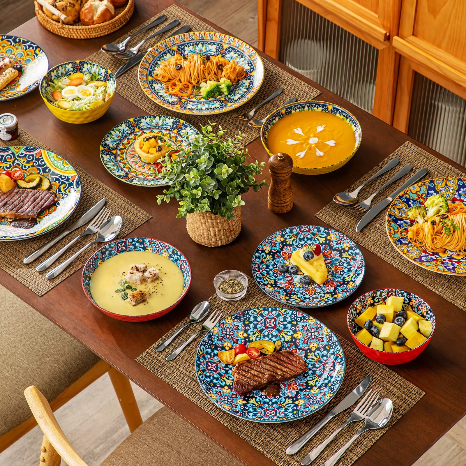 Elevate Your Dining Experience with the Vancasso Bohemian Ceramic Dinnerware Set – 12/16/18/24 Piece Options for Stylish Meals