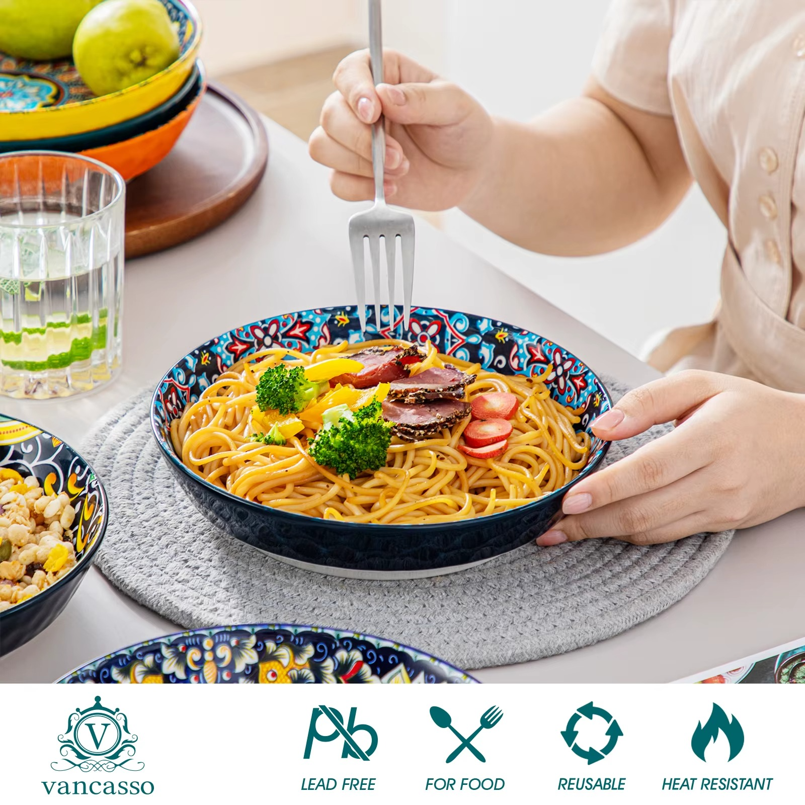 Elevate Your Dining Experience with the Vancasso Bohemian Ceramic Dinnerware Set – 12/16/18/24 Piece Options for Stylish Meals