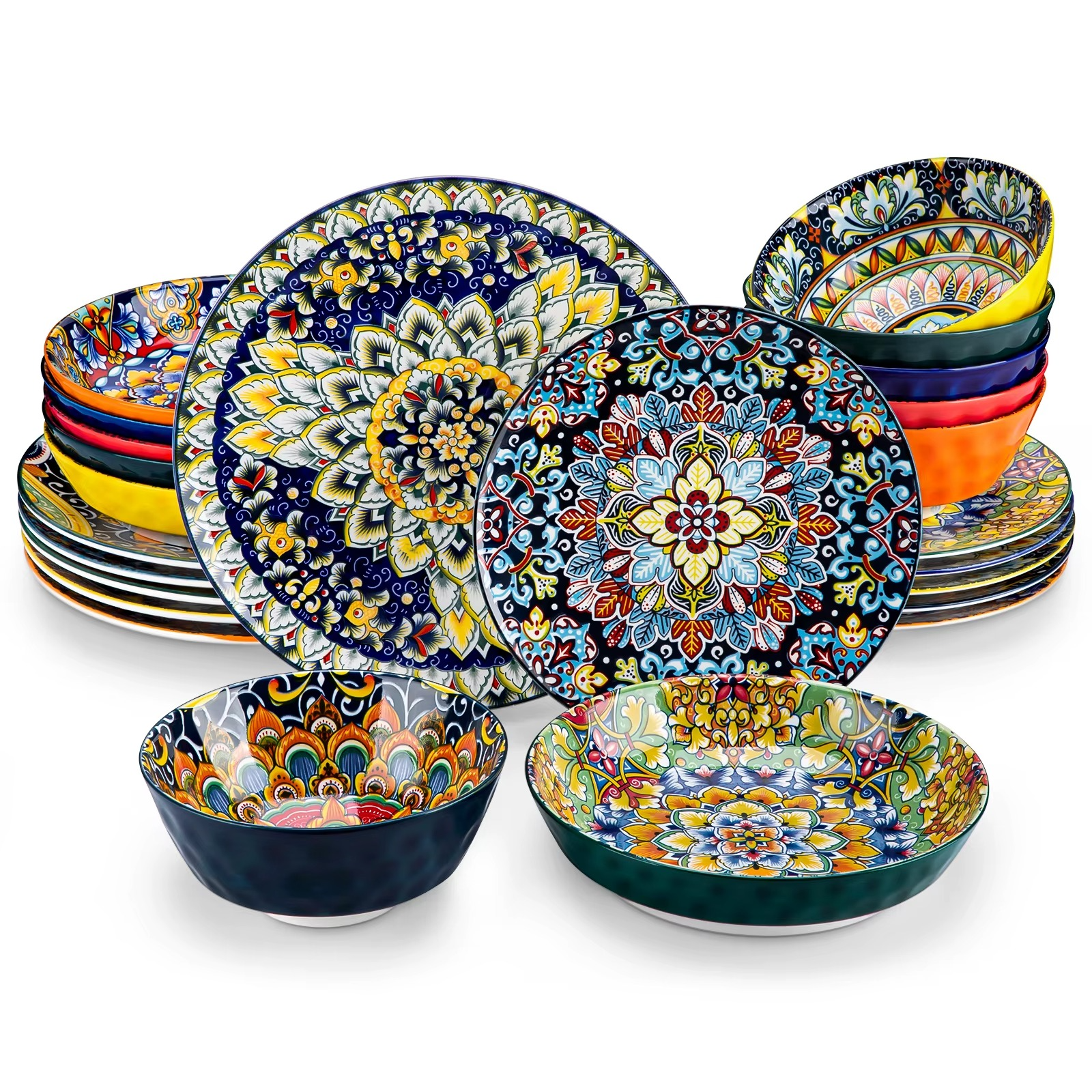 Elevate Your Dining Experience with the Vancasso Bohemian Ceramic Dinnerware Set – 12/16/18/24 Piece Options for Stylish Meals