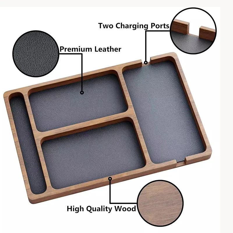Elevate Your Workspace with Our Elegant Wooden Desktop Storage Box - Perfect for Organizing Phones, Headphones, and More!
