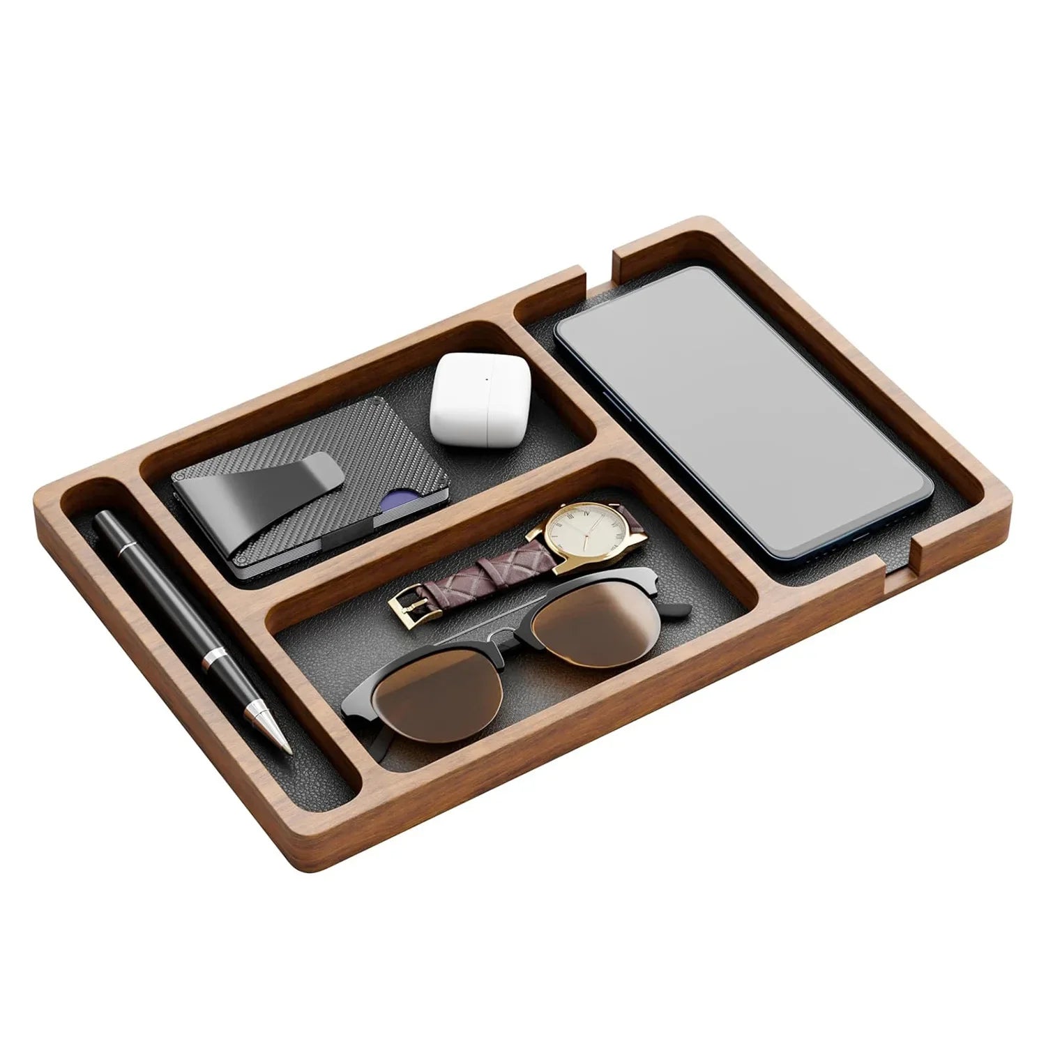 Elevate Your Workspace with Our Elegant Wooden Desktop Storage Box - Perfect for Organizing Phones, Headphones, and More!