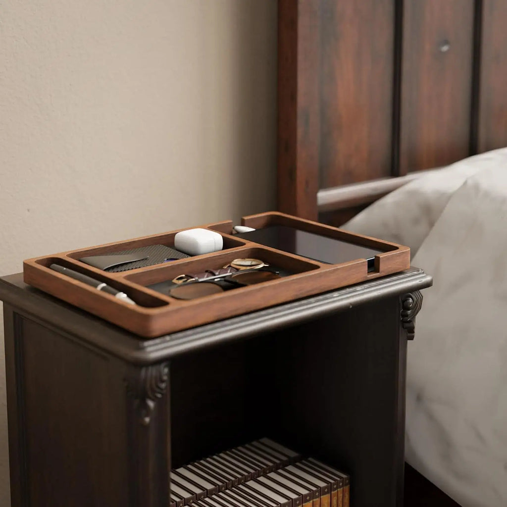 Elevate Your Workspace with Our Elegant Wooden Desktop Storage Box - Perfect for Organizing Phones, Headphones, and More!