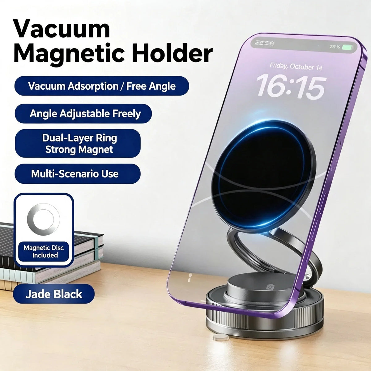 Revolutionary Magnetic Suction Cup Phone Mount - 360° Adjustable, Pocket-Sized, and Foldable for Ultimate Convenience!