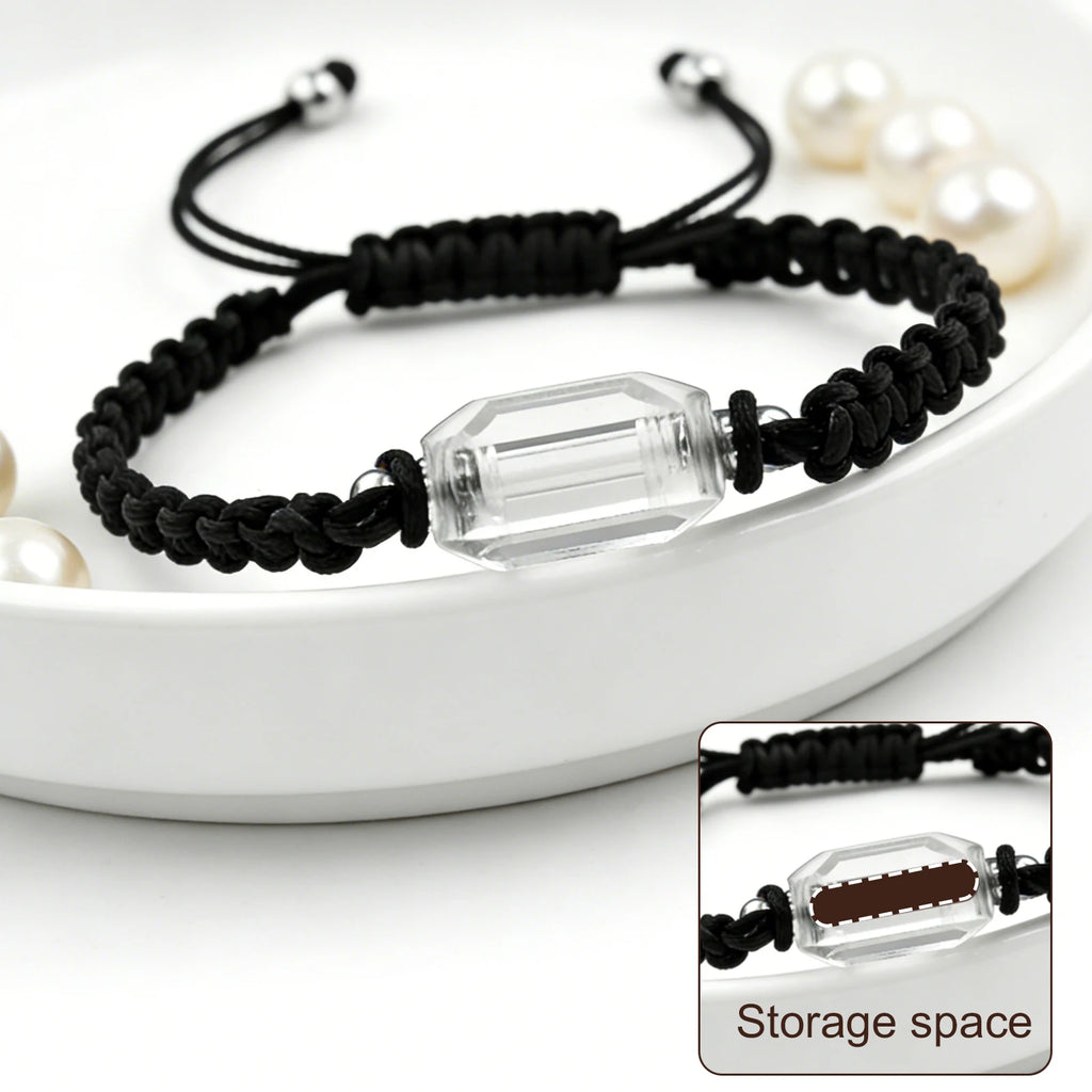 Elegant Handcrafted Adjustable Cremation Jewelry Bracelet with Secure Acrylic Vial - A Touching Memorial Keepsake in Red and Black