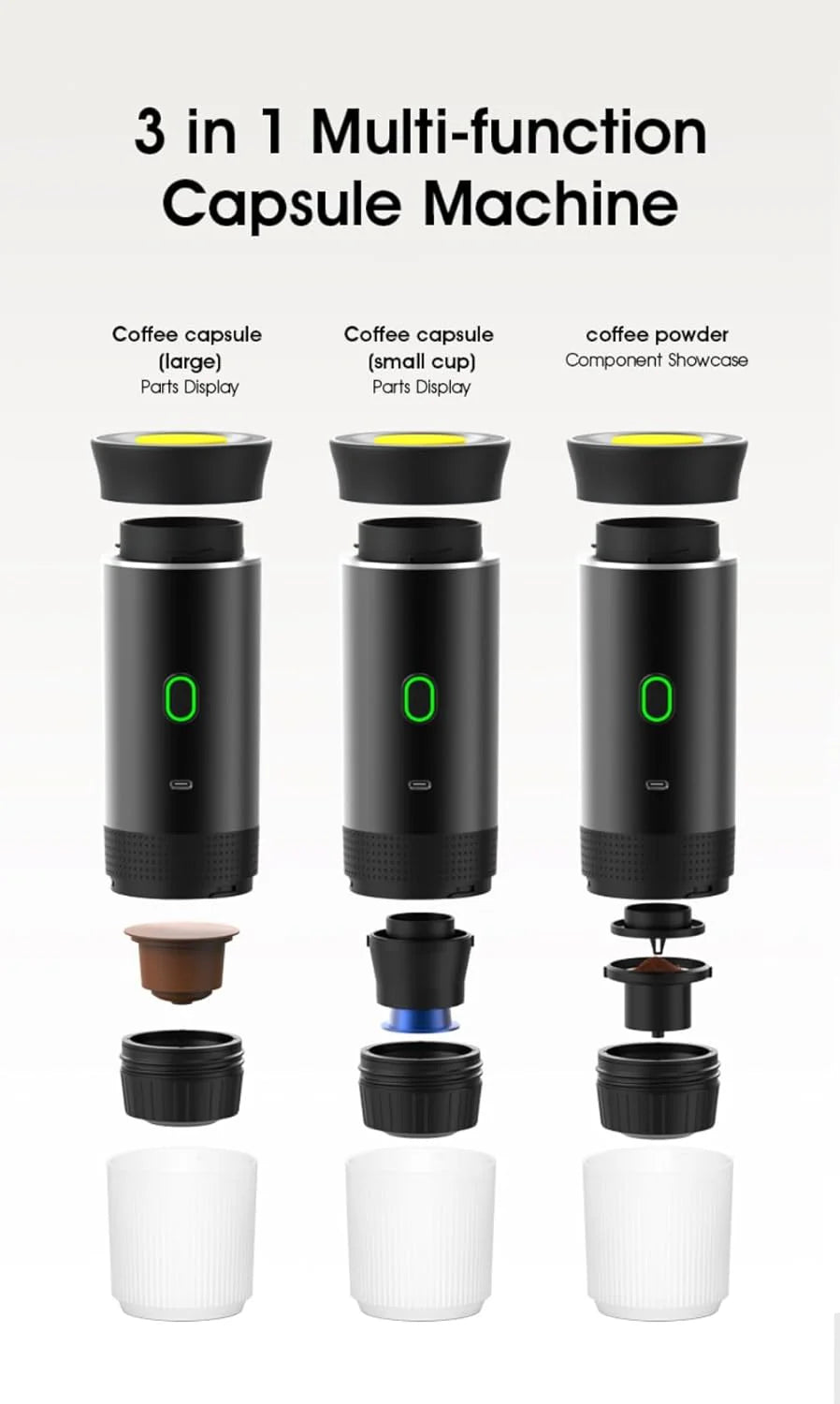 Ultimate Wireless Portable Electric Coffee Maker: Rechargeable, Self-Heating Espresso Machine for Travel, Camping, Home & Office