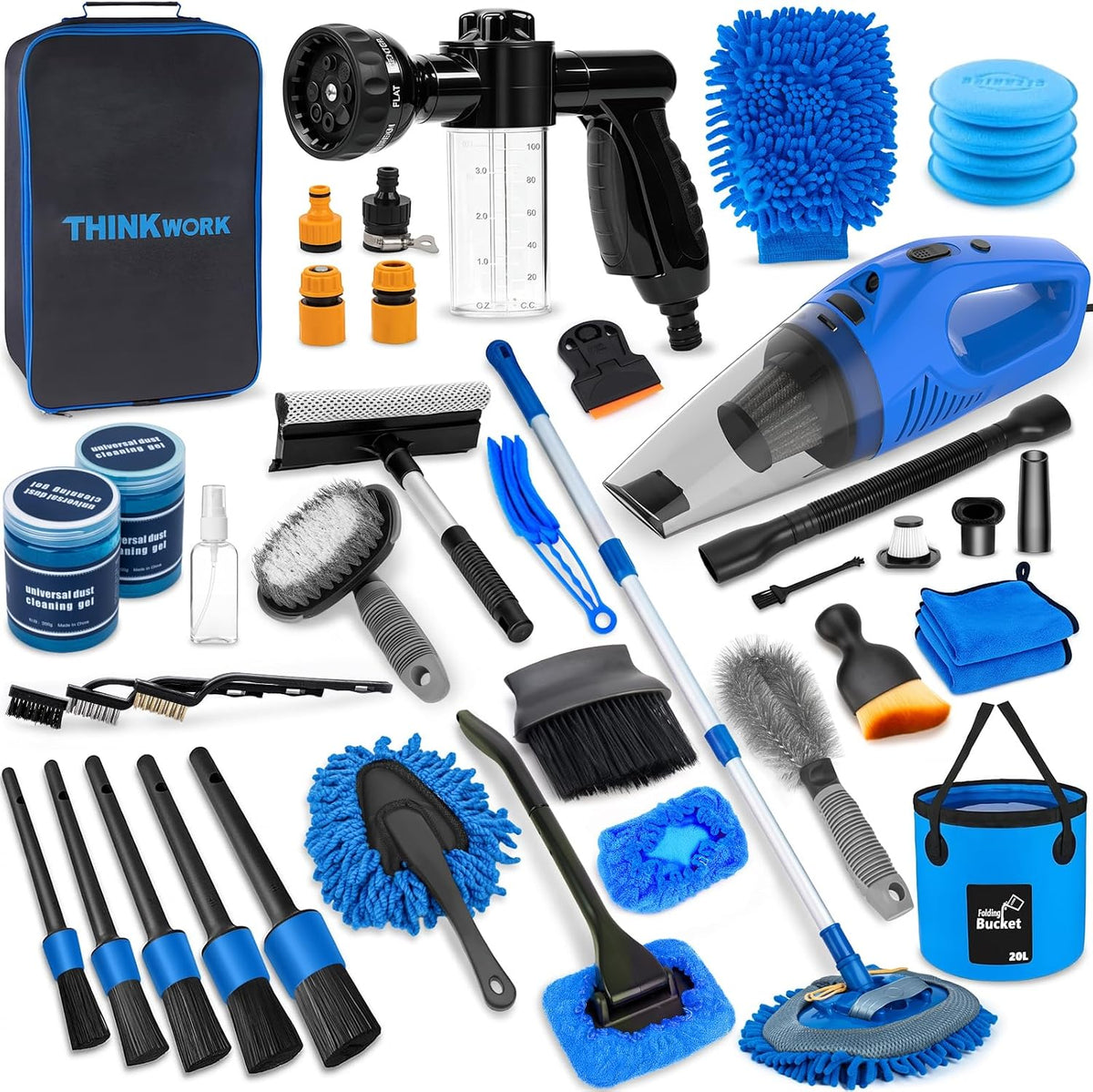 Professional Car Cleaning Kit with High-Power Vacuum and 31 Detailing Accessories