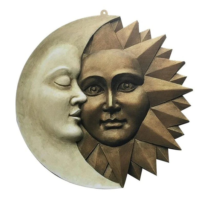 Celestial Sun and Moon Wall Sculpture - Enchanting Astronomy Decor for Home and Garden