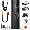 Powerful Portable Tire Inflator - Cordless 150PSI Air Compressor with Smart Dual Screen & LED Light for Cars, Bikes, and More