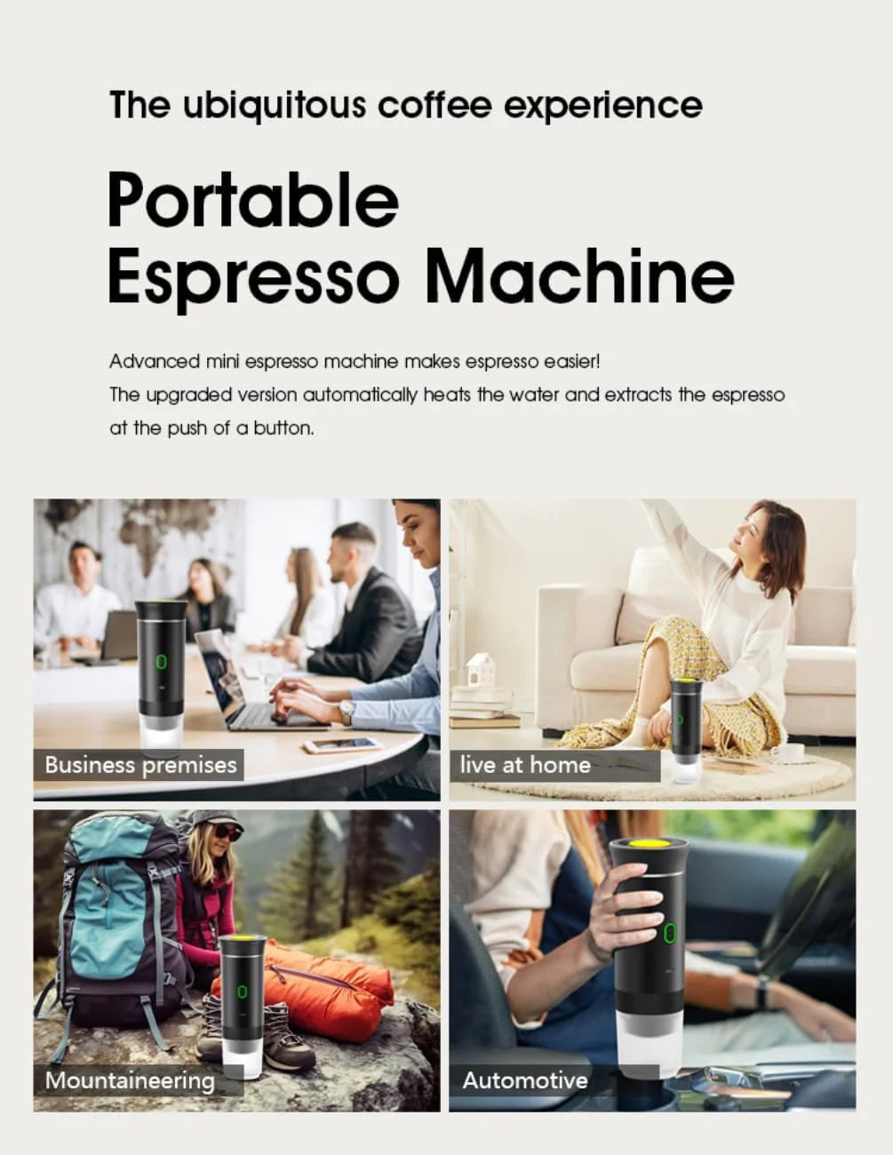 Ultimate Wireless Portable Electric Coffee Maker: Rechargeable, Self-Heating Espresso Machine for Travel, Camping, Home & Office