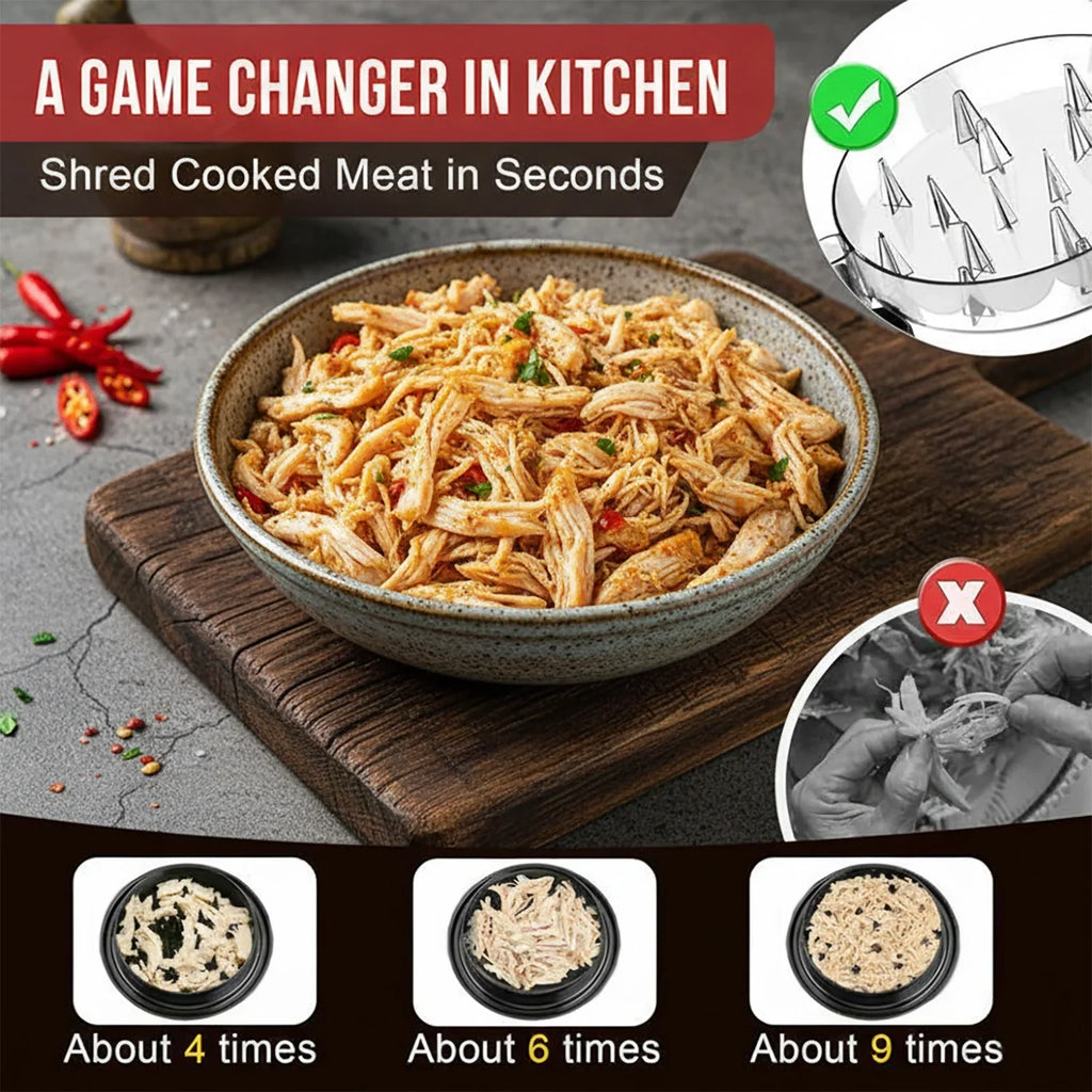 Revolutionary 8-Inch Chicken Shredder Tool - Effortlessly Shred Cooked Meat with Ergonomic Design and Clear Lid