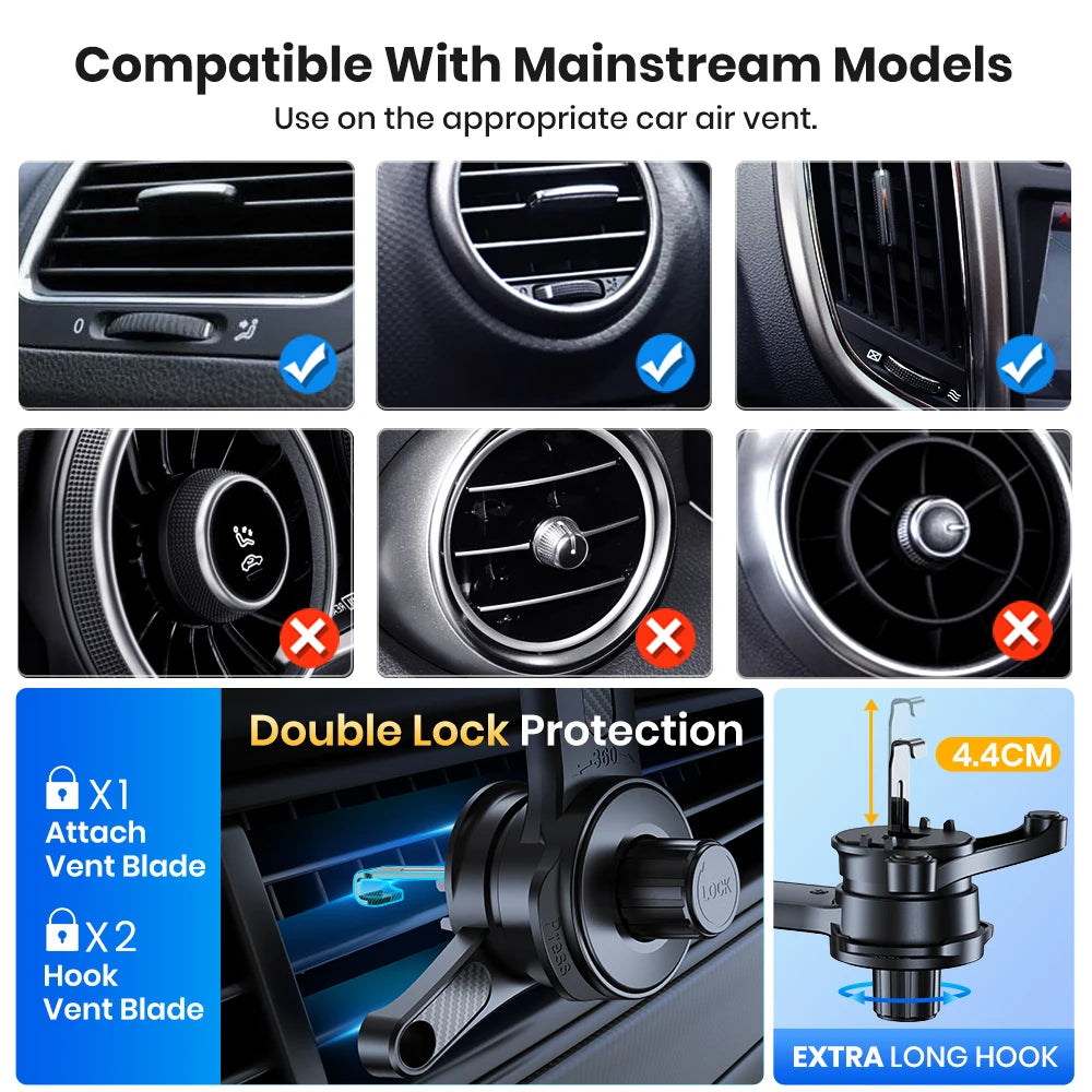 Revolutionary Magnetic Car Phone Holder with Extended Arm and 360° Adjustable Hook for Ultimate Stability and Convenience