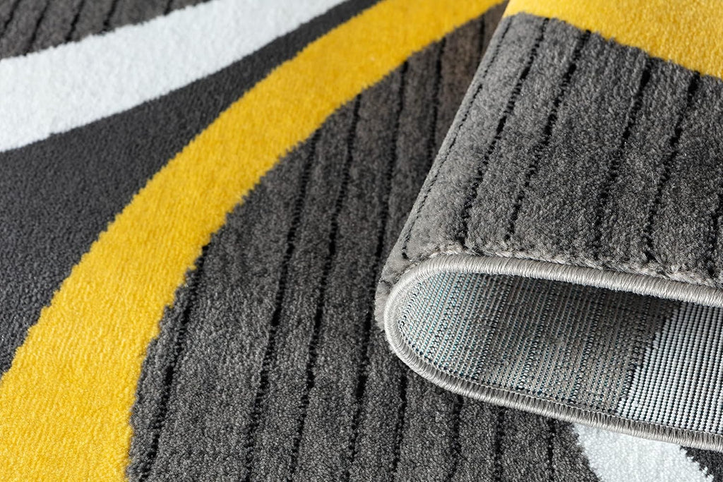 Sevilla Collection 4817A Modern Area Rug with Swirl Design, Yellow, 4' x 6' for Bedroom, Living Room, and Dining Area