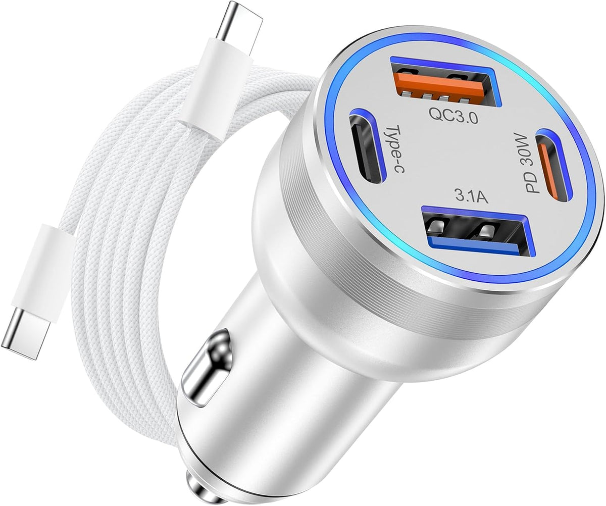 Power Up on the Go: Avatcen 65W 4-Port USB-C Car Charger for iPhone 17/16 and More
