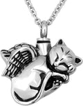 Elegant Angel Cat Pet Urn Necklace for Ashes - Stainless Steel Cremation Jewelry and Memorial Keepsake Pendant