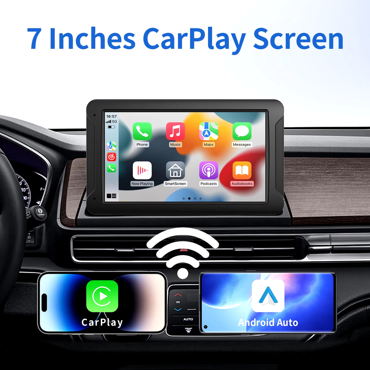Transform Your Drive with the Universal Wireless CarPlay & Android Auto 10.2-Inch Touchscreen Portable Screen