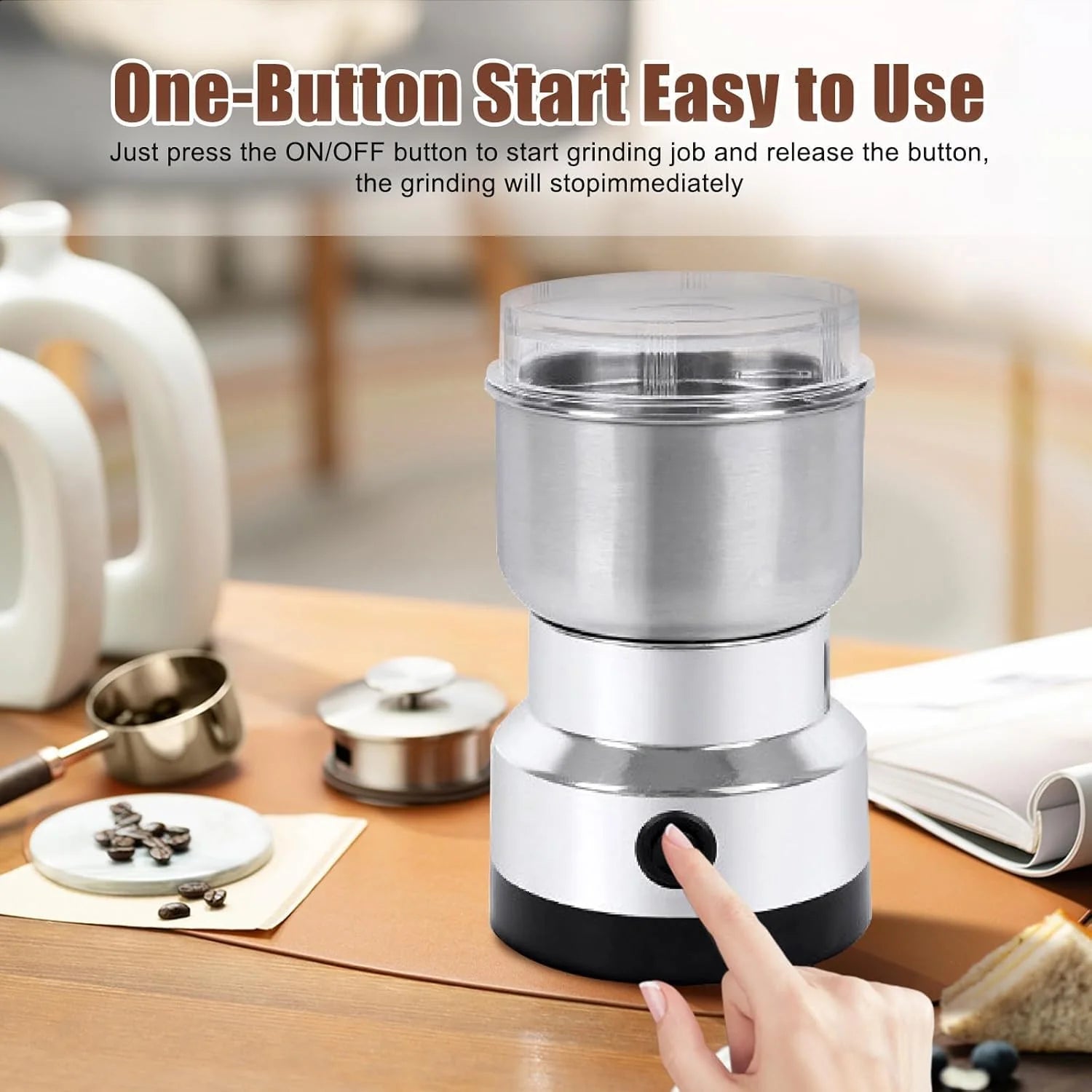 Revolutionize Your Cooking with the 150W Electric Spice Grinder - Grind Coffee, Nuts, and Spices Effortlessly!
