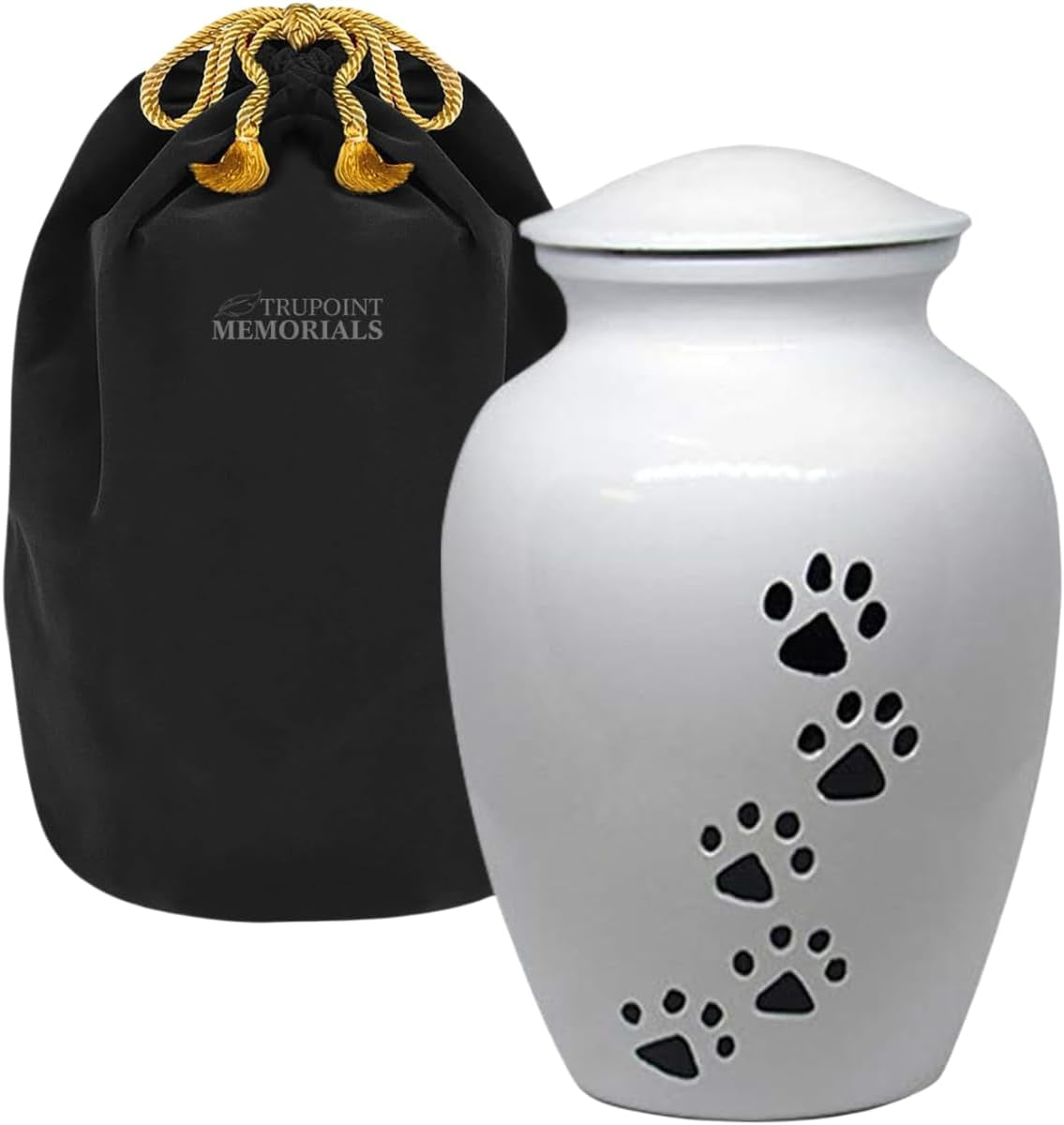 Elegant Grey Pet Urn for Dogs and Cats - Cherish Your Beloved Companion's Memory with a Beautiful Paw Print Design