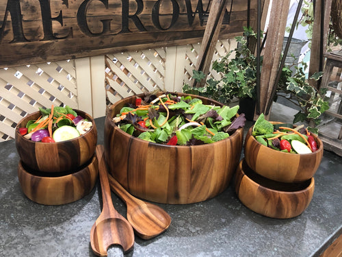 Dragor 7 Piece - Extra Large Salad Bowl with Servers and 4 Individuals